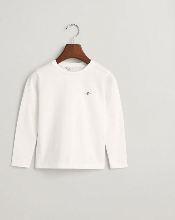  Gant Παιδικό T-Shirt Μακρυμάνικο Shield λευκό