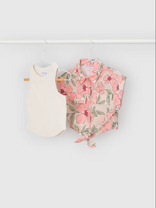 Mayoral Σετ Παιδικές Μπλούζες Πορτοκαλί-μπεζ