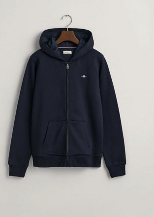 Gant Ζακέτα Φούτερ με Κουκούλα και Φερμουάρ Navy Μπλε
