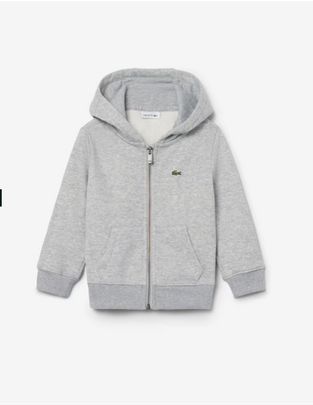 Lacoste Unisex φούτερ με φερμουάρ από ύφασμα fleece με χνουδωτή εσωτερική όψη γκρι