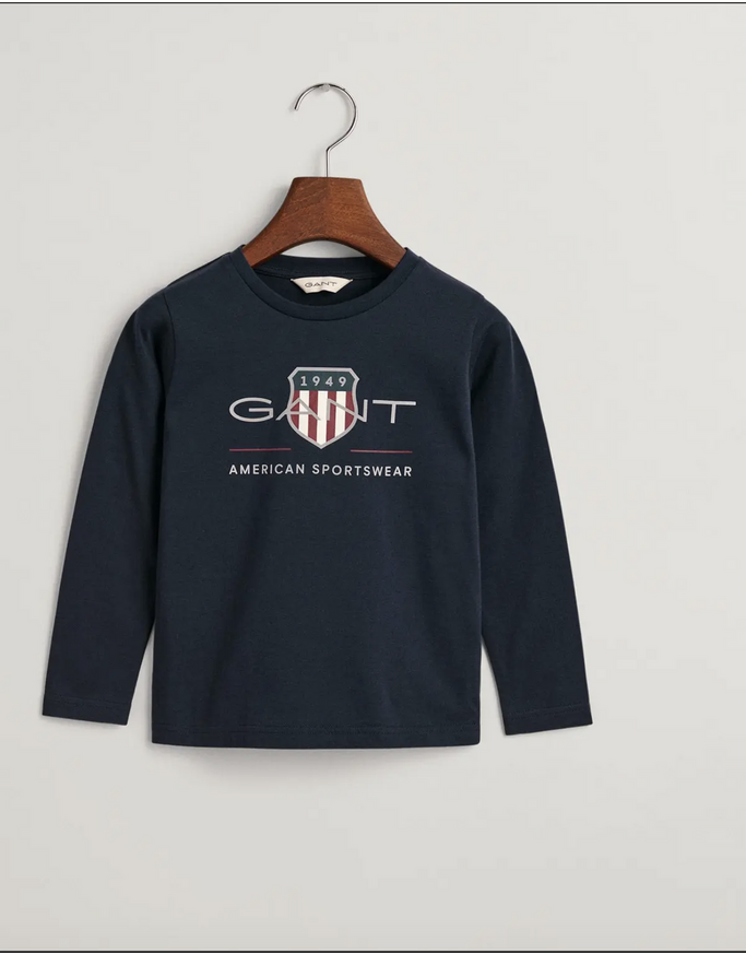  Gant Παιδικό T-Shirt Μακρυμάνικο Archive Shield μπλε