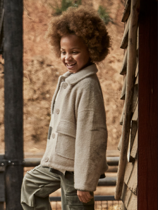 Mayoral Παλτό μακό με γούνα άμμος μεικτό