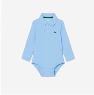 Lacoste Βρεφικό Μακρυμάνικο Piqué Φορμάκι γαλάζιο