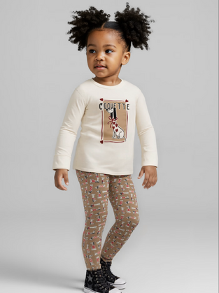 Mayoral Σετ κολάν σταμπωτό κάμελ-κόκκινο