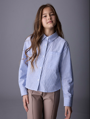 Mayoral Πουκάμισο μπλε με τσέπη ριγέ 
