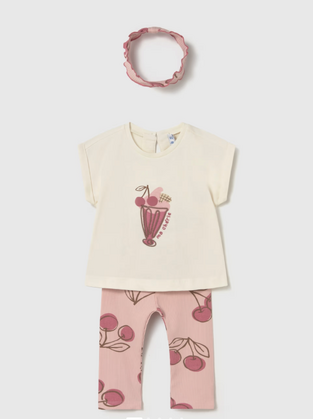 Mayoral Παιδικό Σετ με Κολάν Καλοκαιρινό 3τμχ Ροζ 