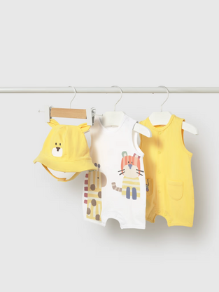 Mayoral Σετ δύο φορμάκια και καπέλο Νεογέννητο κίτρινο