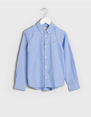 Gant Παιδικό Μονόχρωμο Πουκάμισο Μακρυμάνικο capri blue