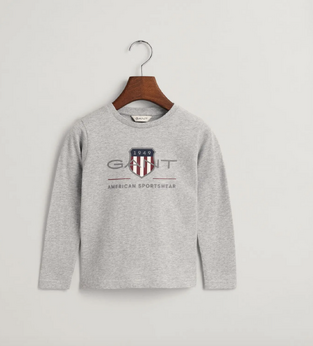  Gant Παιδικό T-Shirt Μακρυμάνικο Archive Shield γκρι