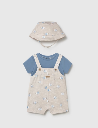 Mayoral Φορμάκι και καπέλο Νεογέννητο μπεζ-μπλε