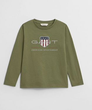 Gant Παιδική Μπλούζα Μακρυμάνικη  Archive Shield λαδί