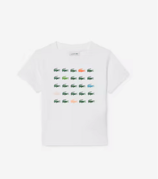 Lacoste Βαμβακερό T-shirt με τύπωμα κροκόδειλου λευκό