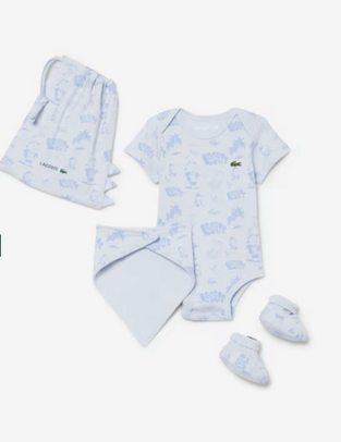 Lacoste Σετ δώρου με στάμπα από  βαμβάκι για νεογέννητα light blue
