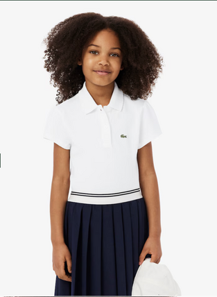 Lacoste Πουκάμισο Πικέ Πόλο με γιακά λευκό