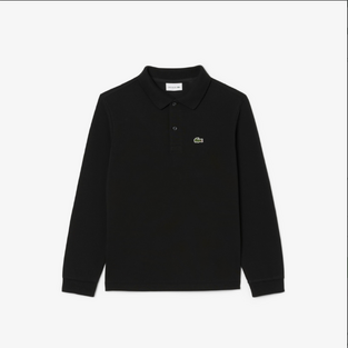 Lacoste  Παιδική Μακρυμάνικη Petit Piqué Polo Μπλούζα μαύρη