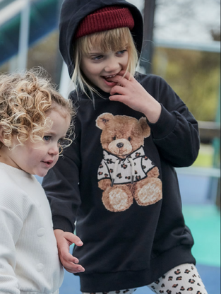 Mayoral  Φόρεμα Φούτερ Μακρυμάνικο Μαύρο με στάμπα αρκουδάκι