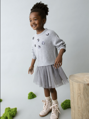 Mayoral Παιδικό Φόρεμα με Τούλι Γκρι συνδυασμός
