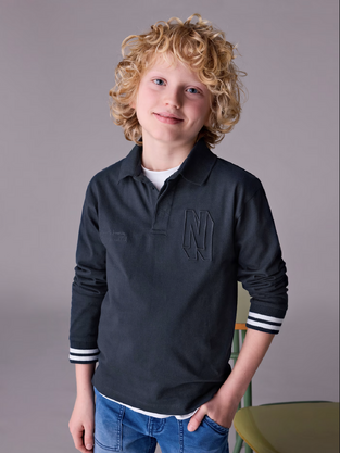 Mayoral Πόλο μακρυμάνικο κόντραστ ναυτικό μπλε