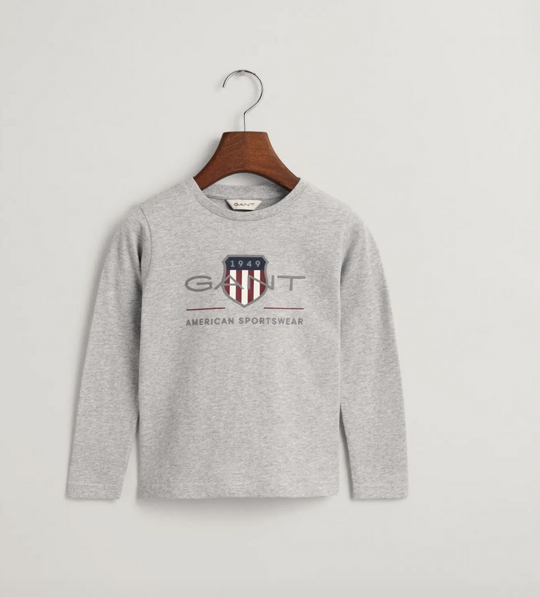  Gant Παιδικό T-Shirt Μακρυμάνικο Archive Shield γκρι