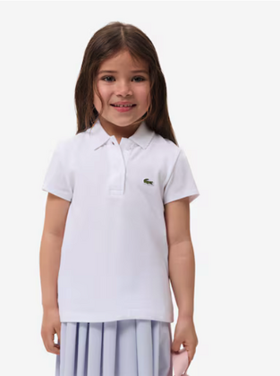 Lacoste Πουκάμισο Πικέ Πόλο με γιακά λευκό