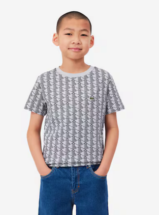 Lacoste Μπλούζα από βαμβάκι με μονόγραμμα λευκό-μαύρο