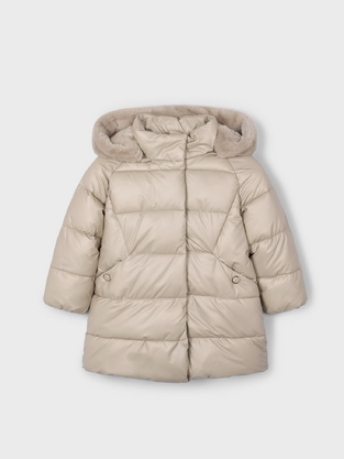 Mayoral Μπουφάν  Μακρύ με Κουκούλα μπεζ
