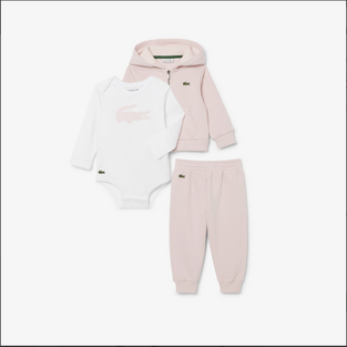 Lacoste βρεφικό fleece σετ ροζ