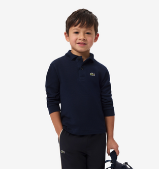 Lacoste Παιδική Μακρυμάνικη Petit Piqué Polo Μπλούζα μπλε