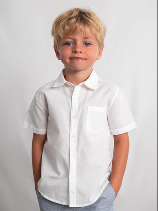 Mayoral Παιδικό Πουκάμισο Κοντομάνικο Λινό Λευκό