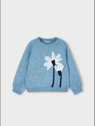 Mayoral Πουλόβερ Μακρυμάνικο με λουλούδια Μπλε 