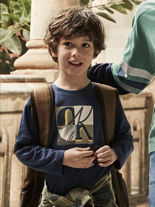 Mayoral Μπλουζα μακρυμάνικη μπλε με στάμπα