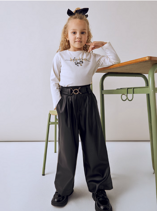 Mayoral Παντελόνι μακρύ pu wide leg μαύρο 