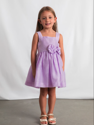 Mayoral Παιδικό Φόρεμα Λινό με λουλούδια Μωβ