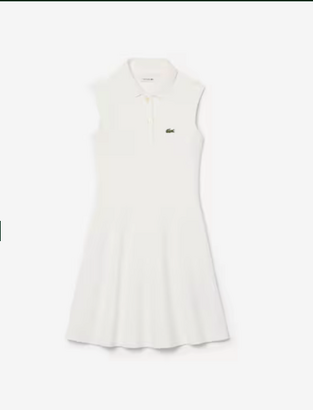 Lacoste Φόρεμα πικέ χωρίς μανίκια λευκό