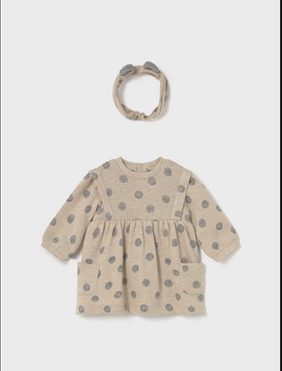 Mayoral  Φόρεμα μακό πλέκτό soft με Αξεσουάρ Μπεζ 