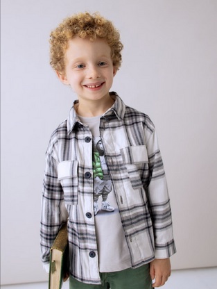 Mayoral Καρό Πουκάμισο Μακρυμάνικο Γκρι